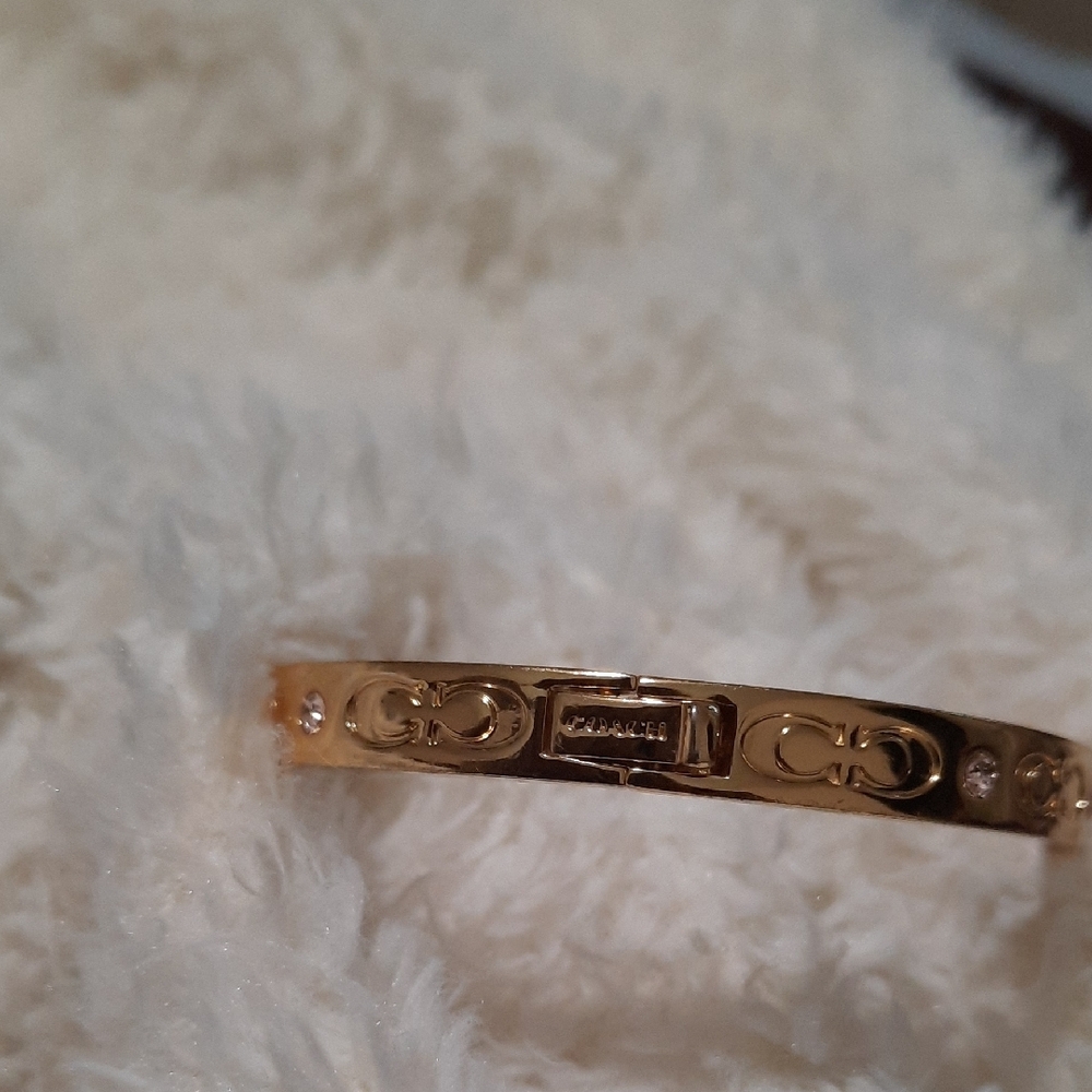 Coach Gold Engraved Bangle Bracelet - Picture 3 of 9